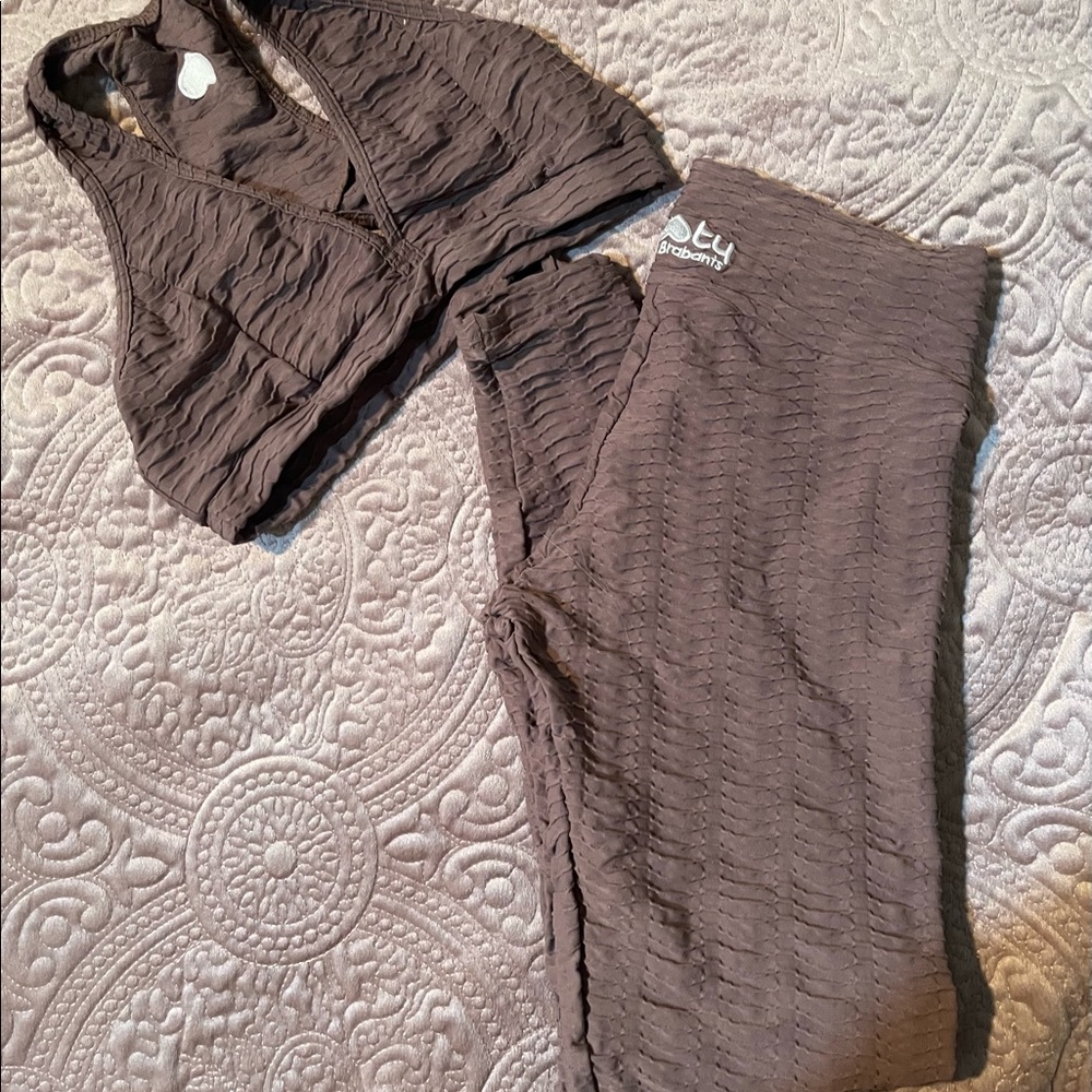 Booty by Brabants original Leggings and Sports Bra in tan light brown